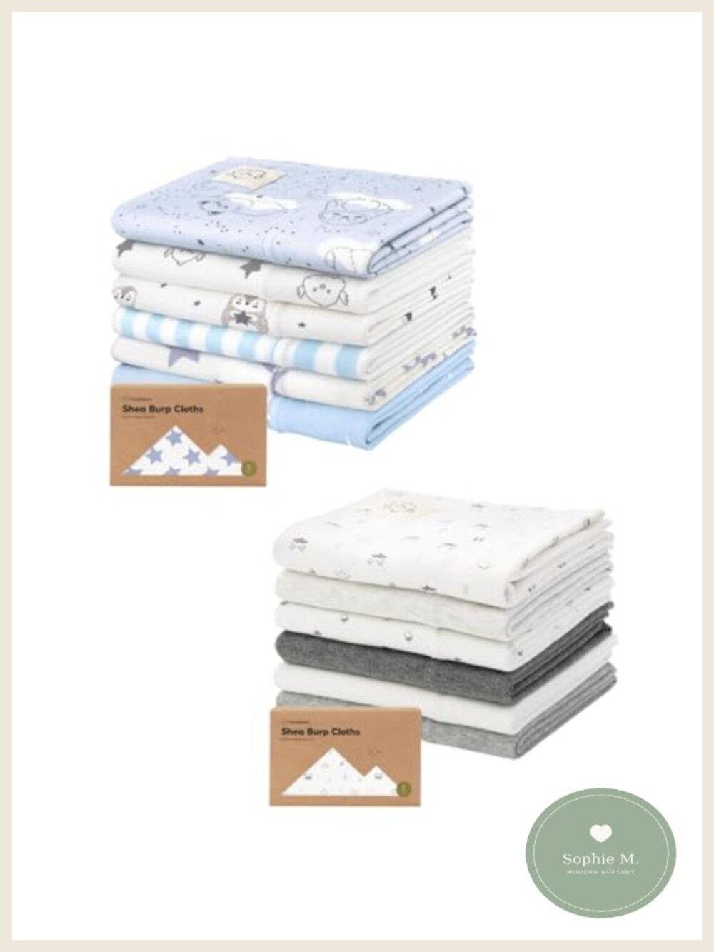 Large Cotton Burp Cloths 6-Pack Super Absorbent Soft Newborn Spit Up Rags
